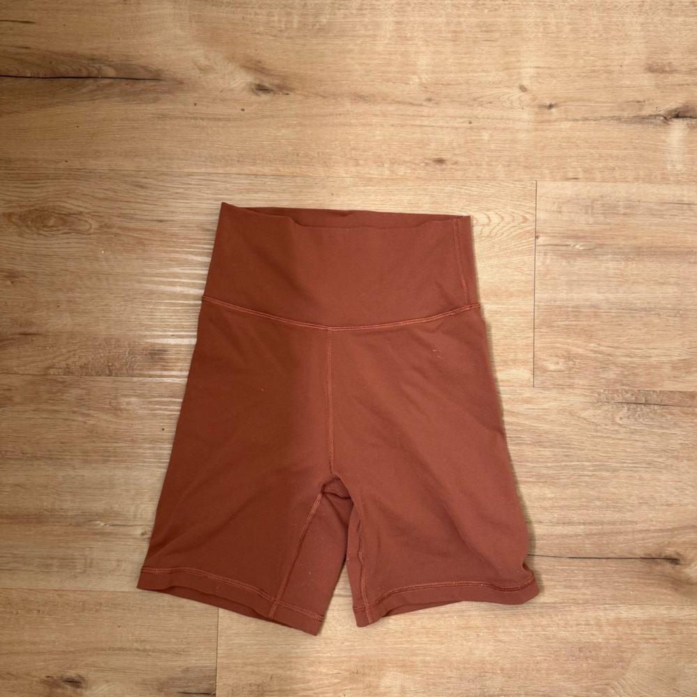 TNA High-Waist Ribbed Bike Shorts - Rust